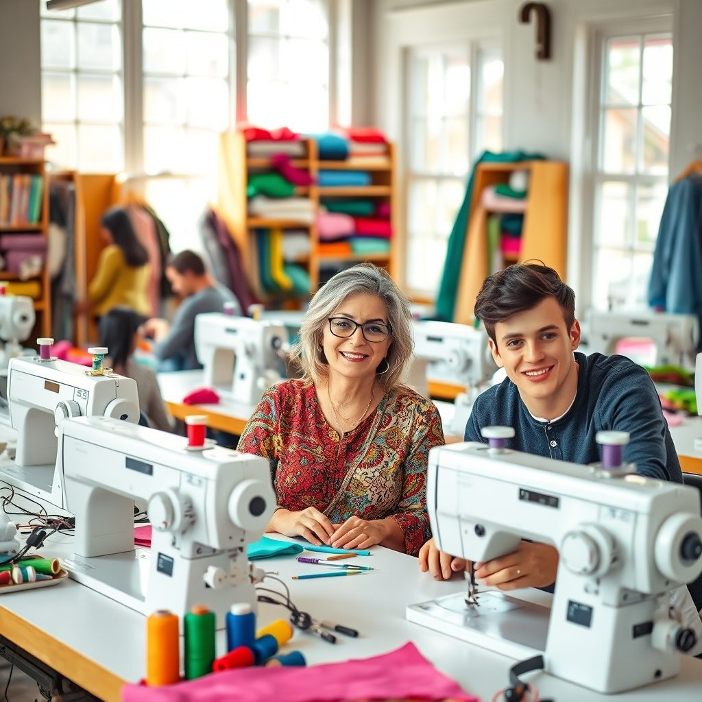 Sewing workshop in progress